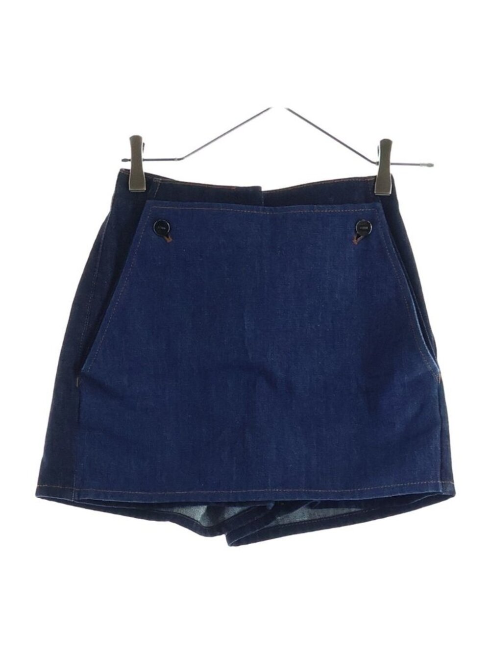 Fendi Layered Design Bicolor Denim Shorts Indigo Blue